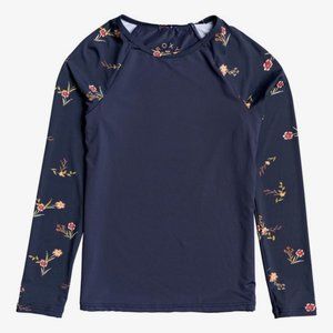 ROXY Navy Blue Floral Long Sleeve Rash Guard